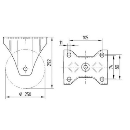 Bockrolle schwer mit Polyurethan-Lauffläche - 4688ITP250P63