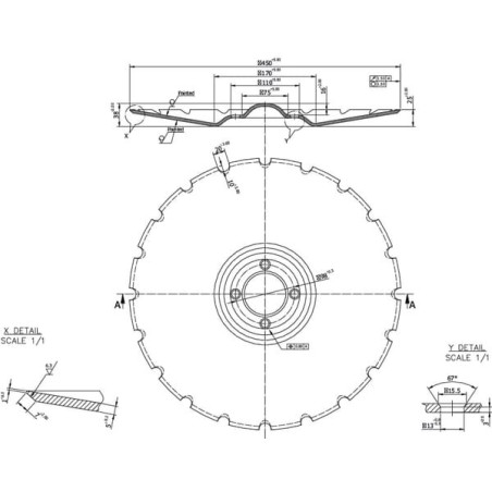 Harrow disc notched 450x5 Carrier - 466947KR