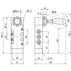 Valve, 5/3 handlever - 474905