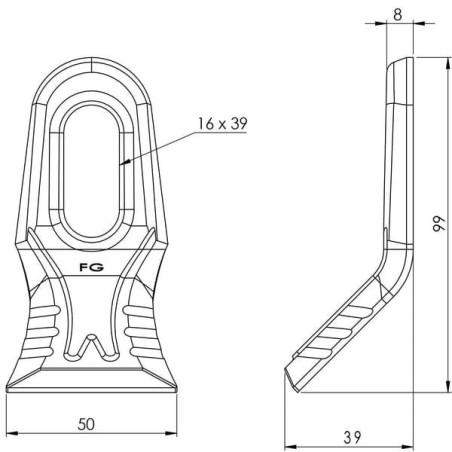 Nóż bijaka 45x99 mm Universal - 481319