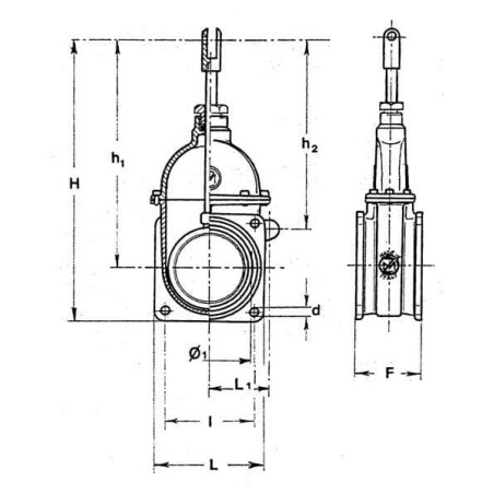 Schieber 5 Zoll m. Vierkantflansch - 5000072
