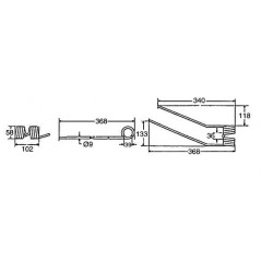 Federzinken, Länge 368mm, breite 102mm, spulen-innendurchmesser 39mm, Kramp - 487133KR