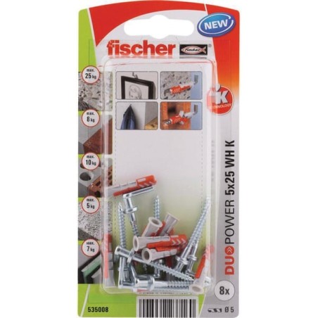 Plug Duopower 5x25 WH K 8pcs - 535008
