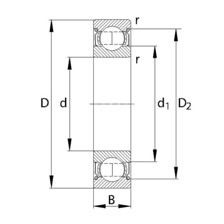 Łożysko kulkowe zwykłe 30x62x16 mm INA/FAG - 62062RS