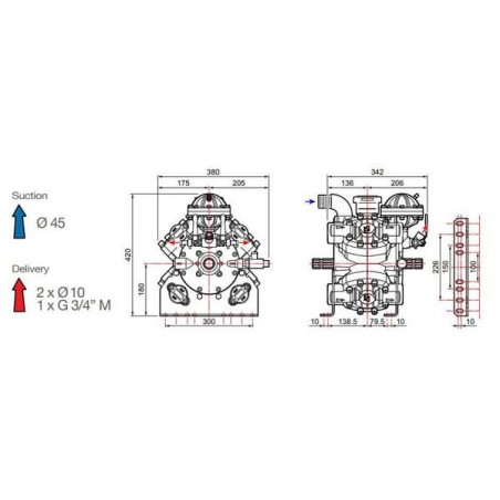 Pump high pressure piston diaphragm APS 145 MM - 61080001