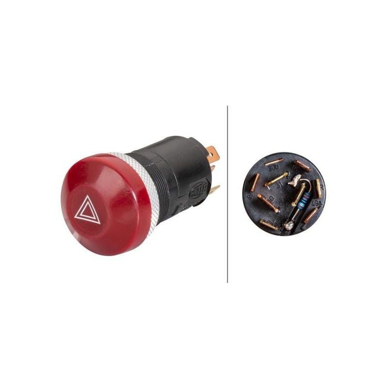 Hazard light switch, push switch, 12V, halogen, with bulb - 6HF003916031 Hazard light switch, push switch, 12V, halogen, with bulb - 6HF003916031
