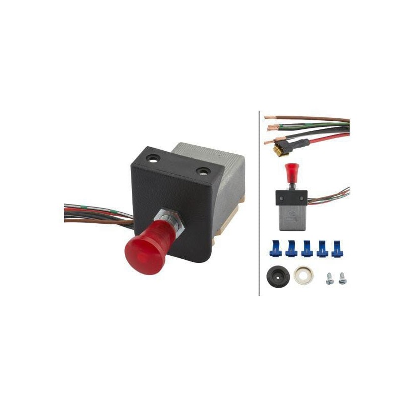 Hazard light switch, pull switch, 12V, halogen, with bulb - 6HD002535101
