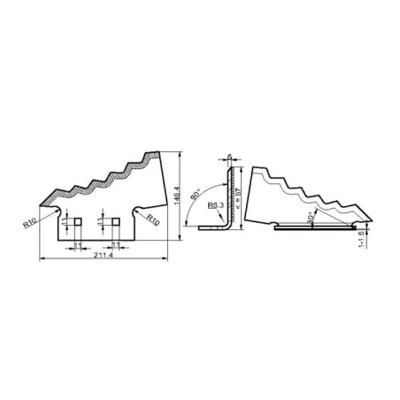 Feeder wagon knife right hand thickness 5mm - 703955N