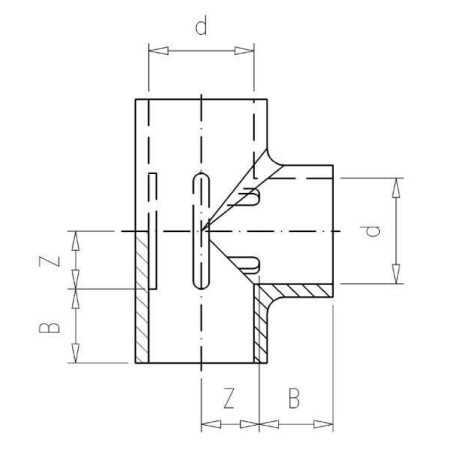 Trójnik T PCW-U VdL, 75 x 75 x 75 mm - 7075122