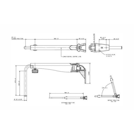 Telescopic mirror arm Lh - 7260003A