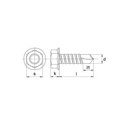Wkręt samowiercący 6.3x38 mm, 10 mm 3/8 cali 6-kt. z łbem kołnierzowym, stal, DIN7504 Kramp - 7504KNEO6338P200