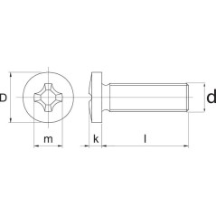 Wkręt z łbem walcowym z nacięciem krzyżowym DIN7985 M4x25 mm ocynkowany kl. 4.8 Kramp - 7985425P200