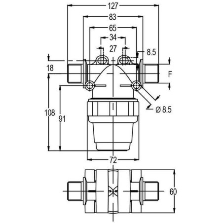 Druckfilter 1/2 Zoll AG 80 l/min 100 mesh - 8110003