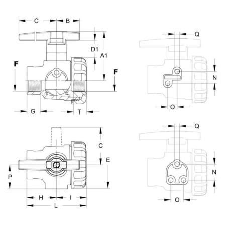 1 inch 2-way ball valve panel mounting - 8217251