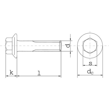 Flanged set screw galvanised M8x16 - 816VT