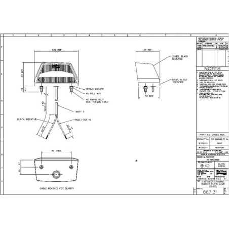 Lampa oświetlenia tablicy rejestracyjnej 867 12V z przewodem 1.2 m - 8673112V