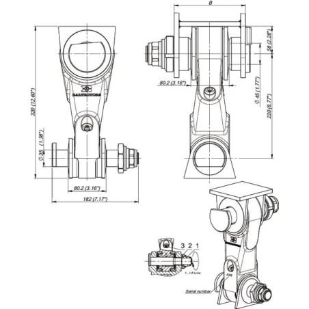 Link with double brake BR22KS/120 - BR22KS