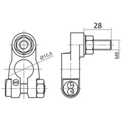 Battery terminal threaded M8 length 28, negative - BA5002