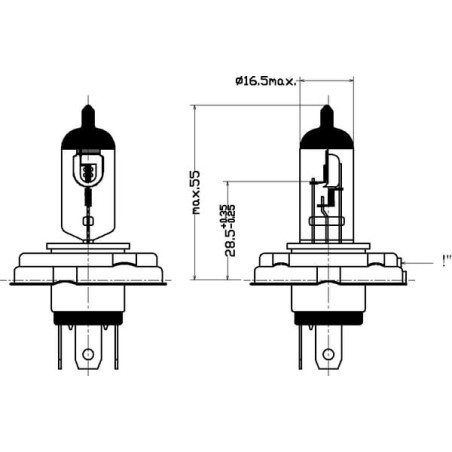 Żarówka R2 H4-H5 12 V 60 W/55 W P45t Kramp - B1239