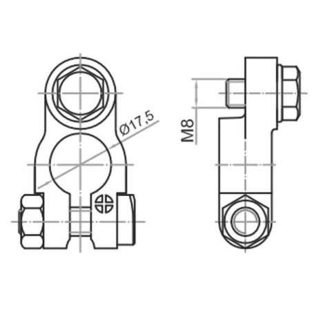 Battery terminal with M8 bolt, positive - BA812