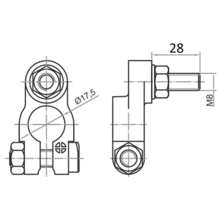Battery terminal threaded M8 length 28, positive - BA5001
