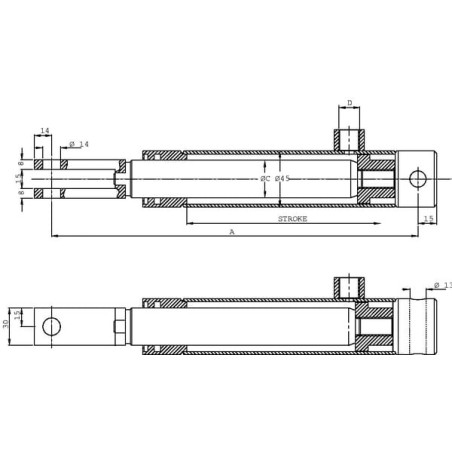 Hydraulic brake cyl, lower - BC2080TH