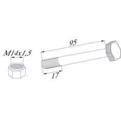 Śruba z łbem sześciokątnym M14x1.5x96/17 mm kl.10.9 z nakrętką samohamowną - BH2950