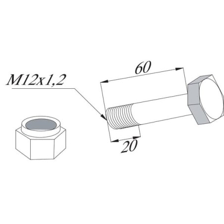 Hexagon head bolt with lock nut M12x1.25x60 - BH4755
