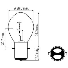 Light bulb S2 12V 35W/35W BA20d Kramp - B1218