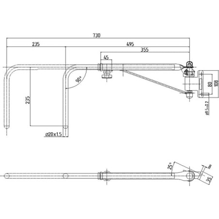 Telescopic mirror arm, left - CA6395031