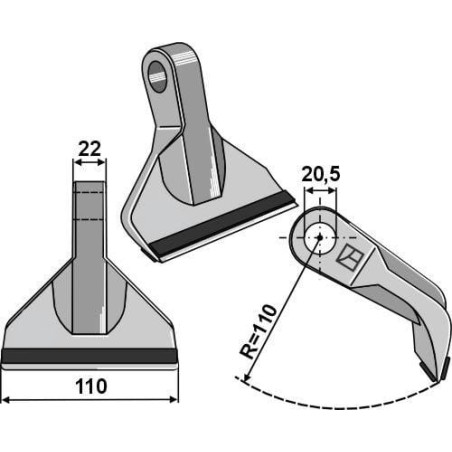 Hammer flail PTA coated, suitable for Perfect - CK4750C