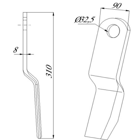 Flail blade curved 90x310 Howard - CK2840