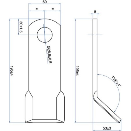 Cranked flail 60x8x195 Berti - CK1320