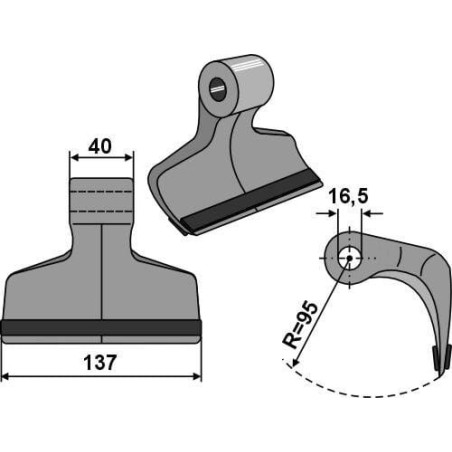 Hammer flail heavy PTA coated, suitable for Berti - CK0950C
