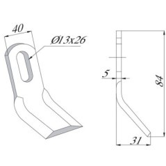 Nóż bijaka 40x84 mm SMA - CK5540