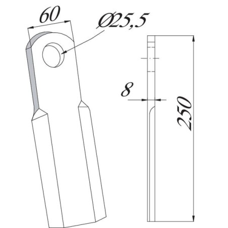 Flat flail 60x250mm suitable for Ferri - CK2450