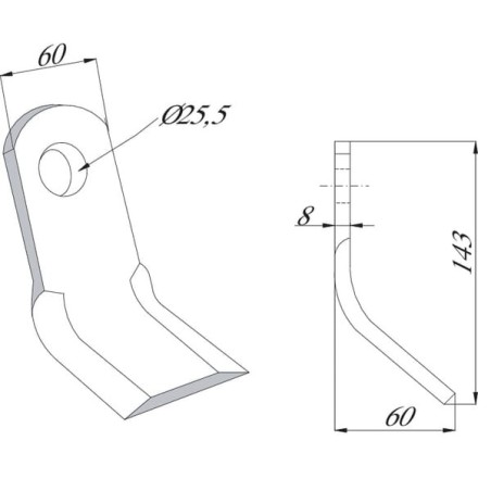 Flail blade 60x143mm suitable for Ferri - CK2490