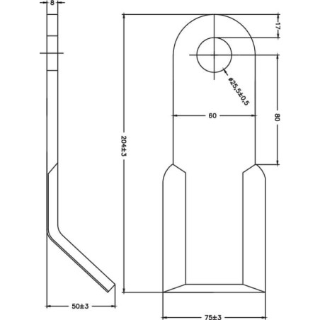 Cranked flail 60x198mm Sicma - CK5411