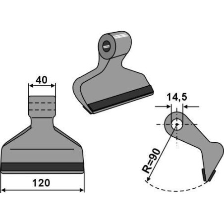 Hammer flail PTA coated, suitable for Seppi - CK5310C
