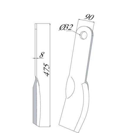Flail blade straight 90x475 Howard - CK2850