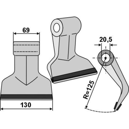 Hammer flail PTA coated, suitable for Sauerburger - CK3040C
