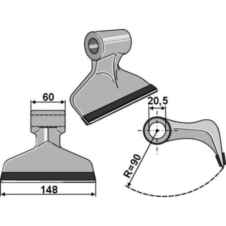 Hammer flail PTA coated, suitable for Humus - CK3030C