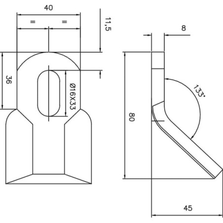 Cranked flail 40x82mm suitable for Ferri - CK2481