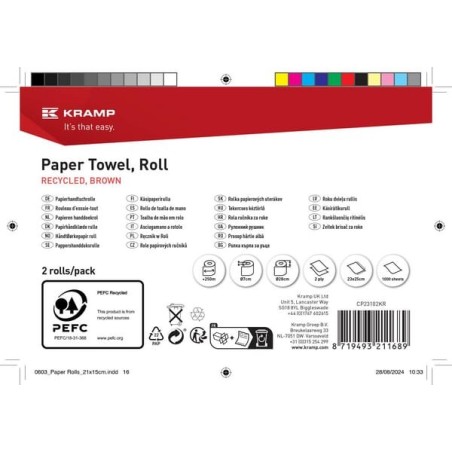 Ręcznik papierowy, brązowy w rolce, 23 cm x 250 m, 2-warstwowy, średnica zewnętrzna 270 mm, 2 rolki - CP23102KR