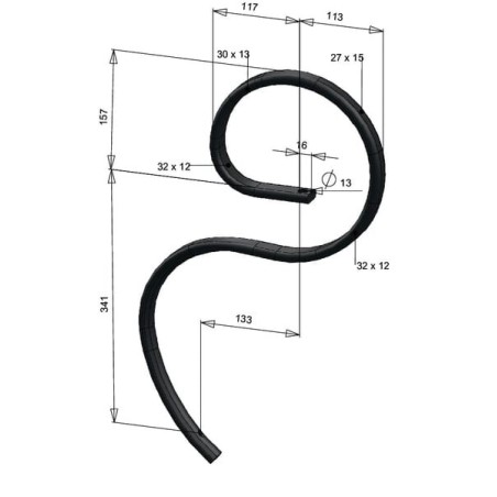 Spring tine 32x12x498mm without point - CP46