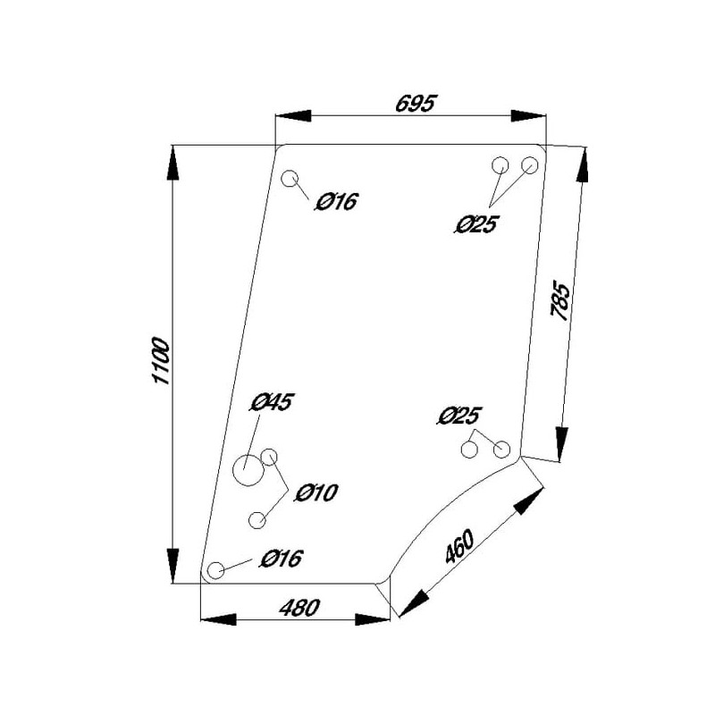 Door glass upper - D8054A Door glass upper - D8054A