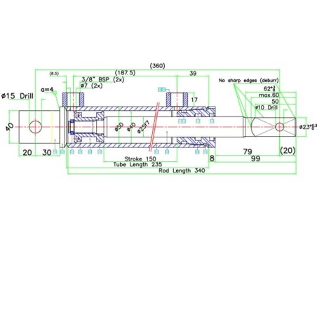Hydr. Zyl. doppeltwerkend 6 Zoll - D2540150DW