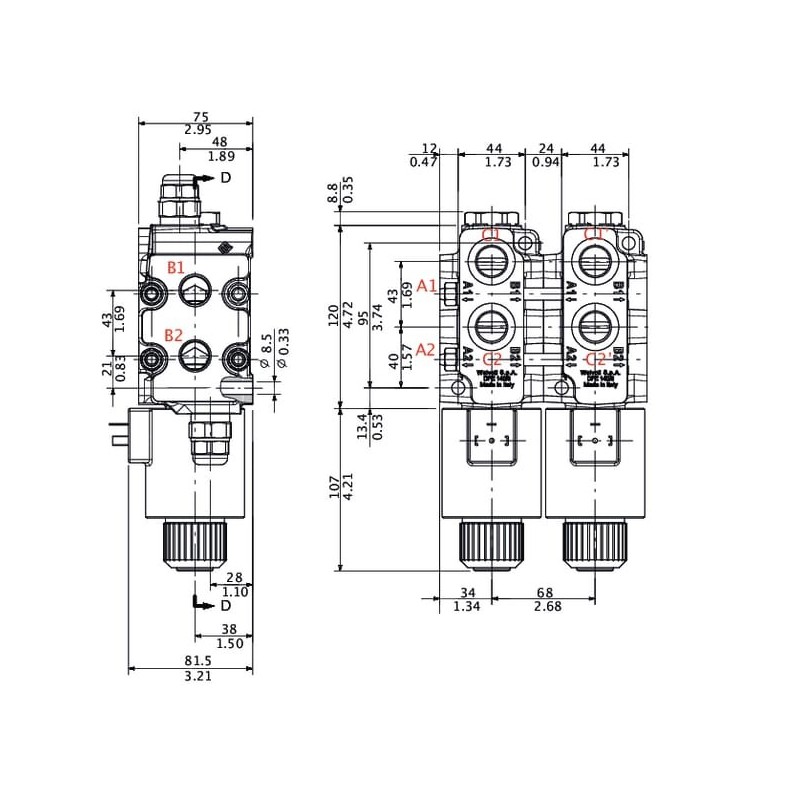 8/3 Schieber DFE140/8 m. Kupp. - DFE1408001SET
