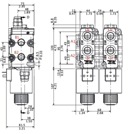 8/3 Schieber DFE140/8 m. Kupp. - DFE1408001SET