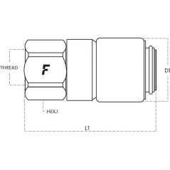 Measuring coupl. Female 1/4 NPT - DF0414NPTF